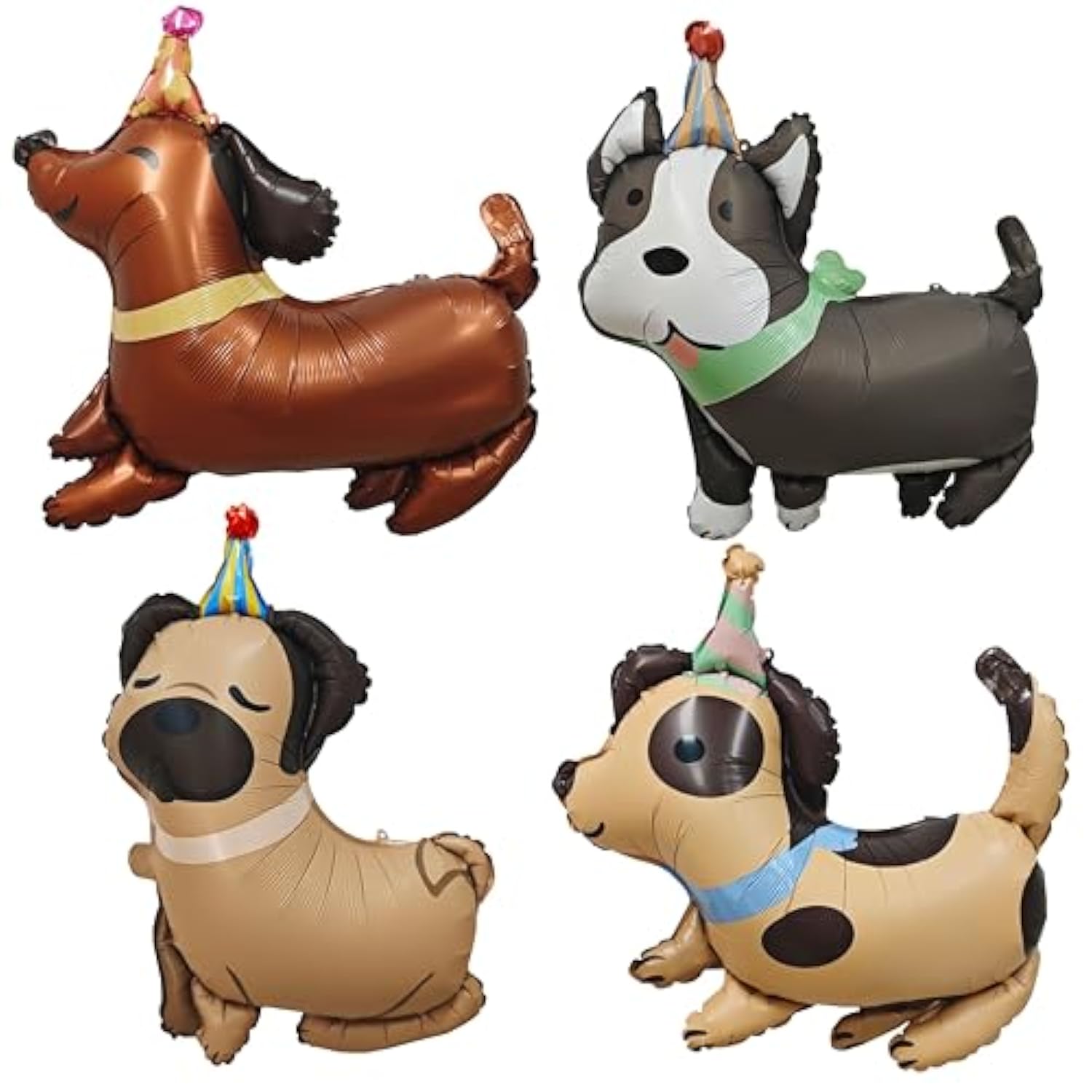 4Pcs Animal Dog Birthday Balloons Cute Pet Puppy Mylar Foil Party Balloons Decoration For Kids Gift Dog Themed Birthday Baby Shower Pet Party Decorations