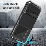 Compatible With Samsung Galaxy S24 Fe Case Metal Heavy Duty Phone Case Para Built-In Screen Protection Full Body Protective Dust Proof Military Grade Rugged 2024 Black