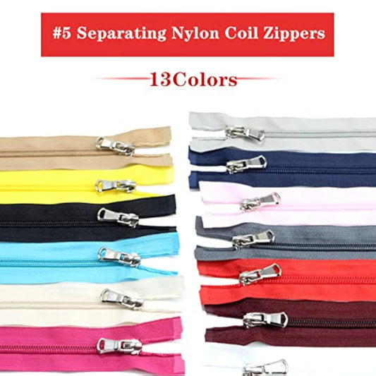 13Pcs 70Cm Separating Nylon Coil Zippers #5 Clothes Zippers For Down J