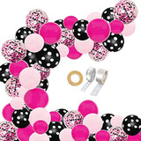 93Pcs Pink Mini Mouse Balloon Arch Kit Rose Red Black Confetti Polka Dot Balloons
