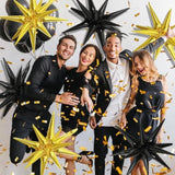 6pcs 22in Black Gold Star Foil Balloons Party Decorations