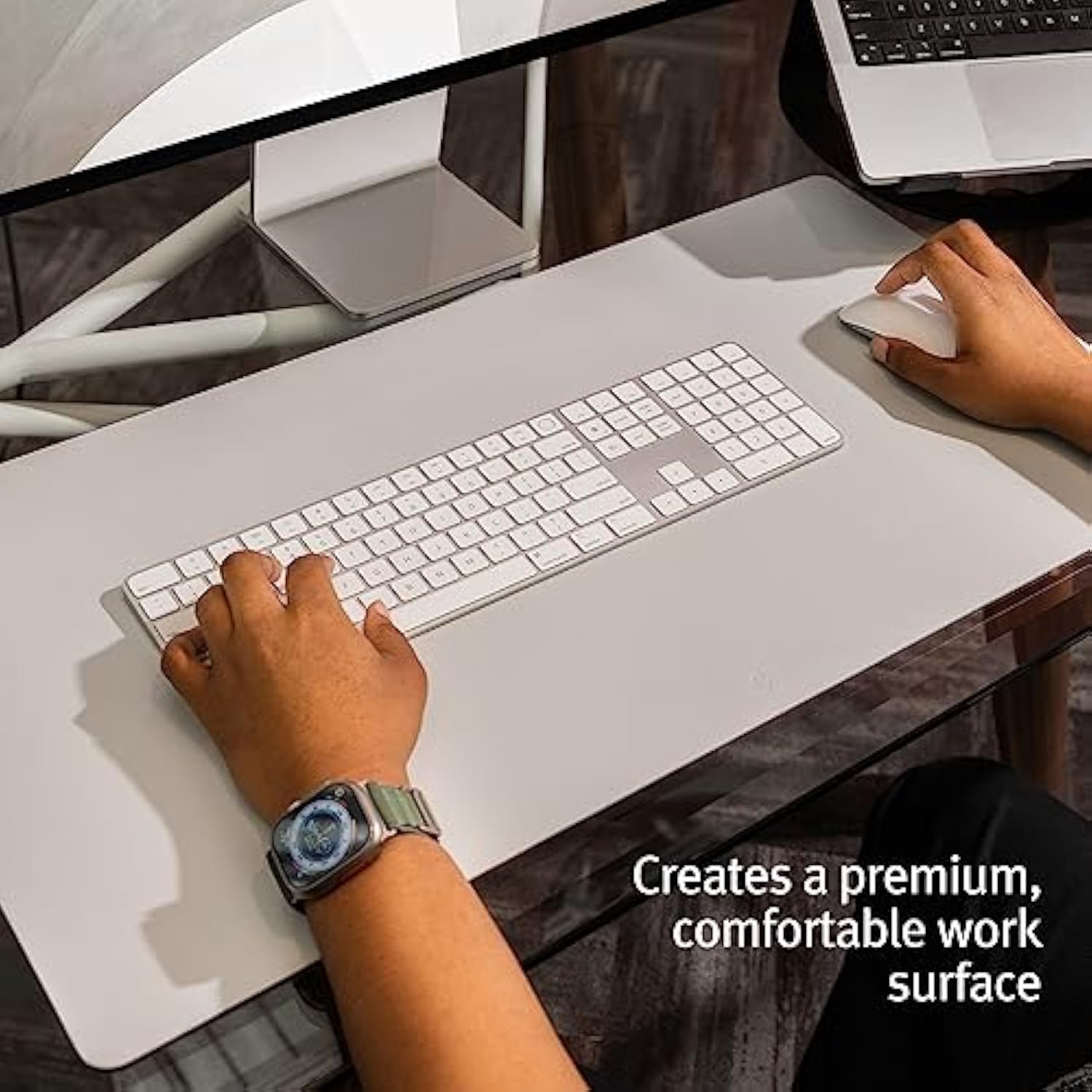 Sustainable Leather Large Desk Pad - Desk Mat For Computer, Mouse Traction Surface, Desk Protector, Large Mouse Pad, Moisture And Heat Resistant, Non-Slip Desk Pad, Spill Resistant, Black