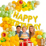 Balloon Garland Kit, Birthday Balloon Arch, Sunflower Balloons, 73-Piece Spring Sunflower Happy Birthday Set, Yellow Green White, Bright Garden-Themed Party Decorations