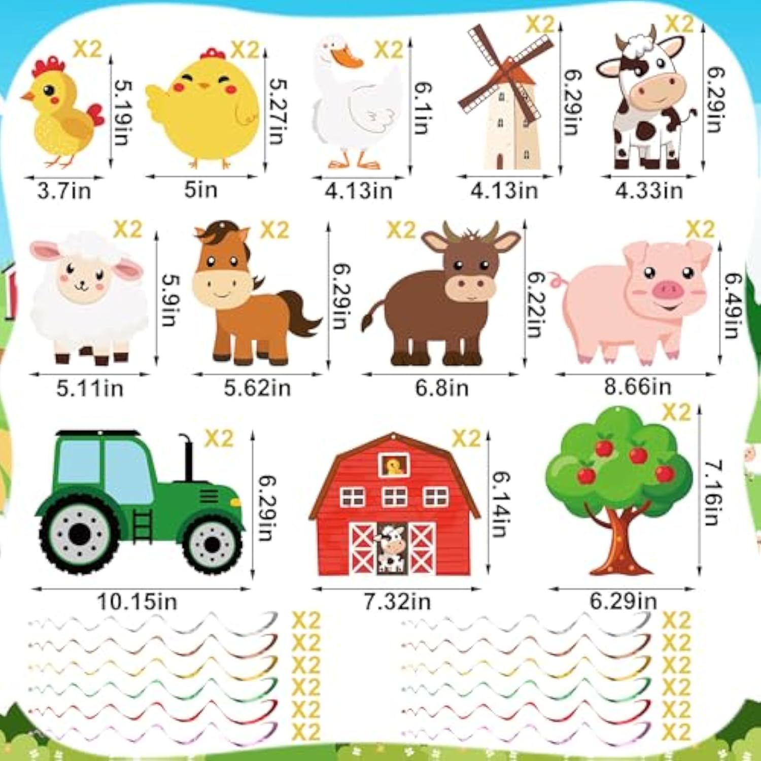 50 Pcs Farm Animals Party Decorations Happy Birthday Banner And Hanging Swirls Animal Theme Foil Hanging Streamers For Farm Theme Birthday Party Supplies