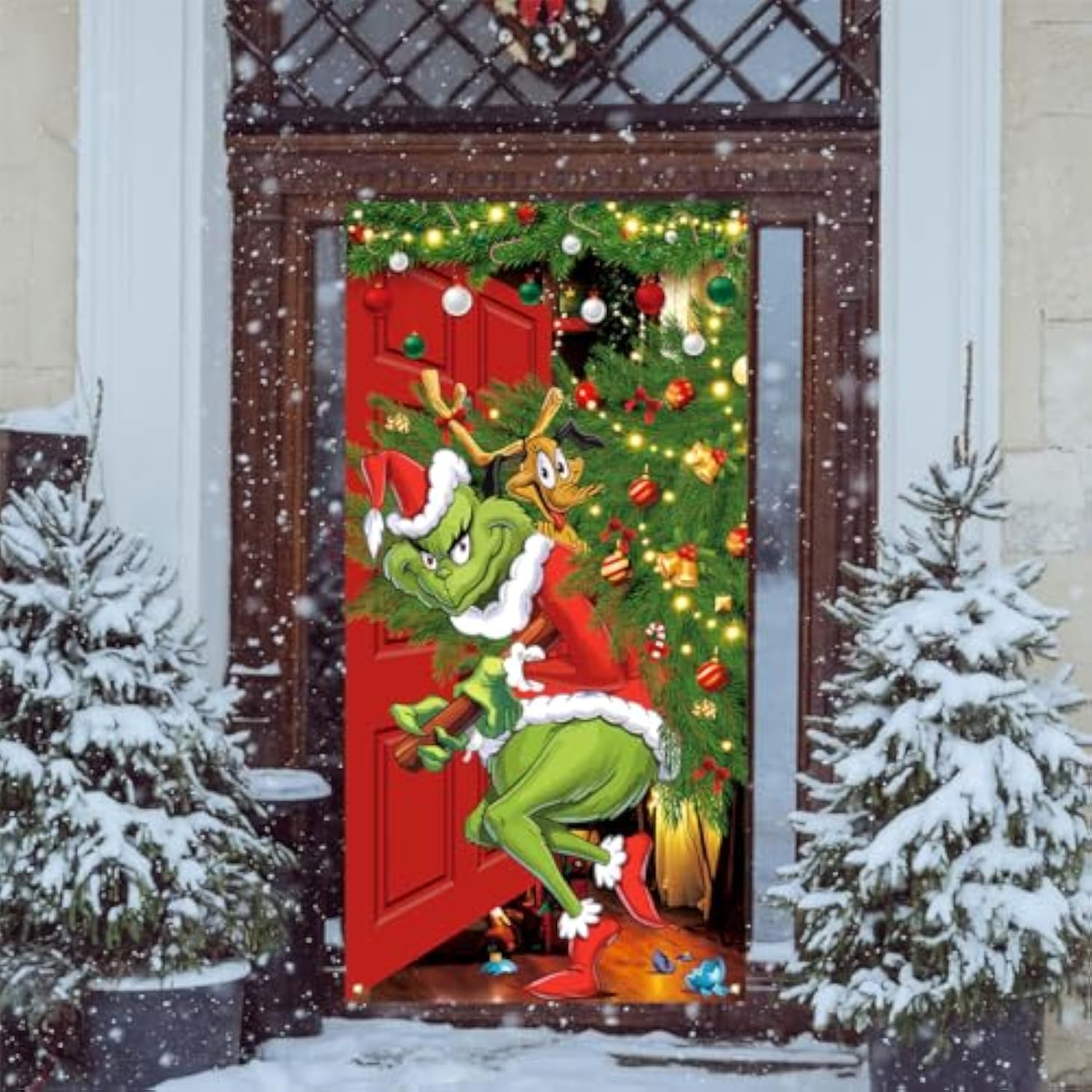 Merry Grinchmas Banner, 71 X 35In Polyester, New Year Christmas Decor For Home Party