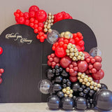 Maroon Gold Black Balloon Arch Red Burgundy Gold Garland for Party Decorations