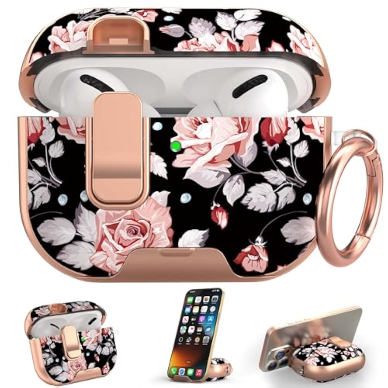 Apple AirPods Pro 3 Case with Safety Lock and Foldable Phone Stand, Compatible with 2025 Models