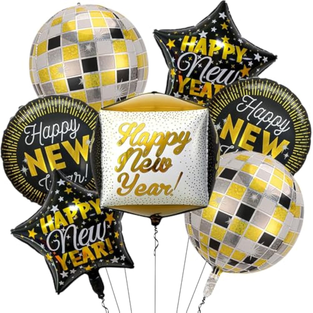 New Year 2026 4D Square and Disco Ball Balloons Party Decor