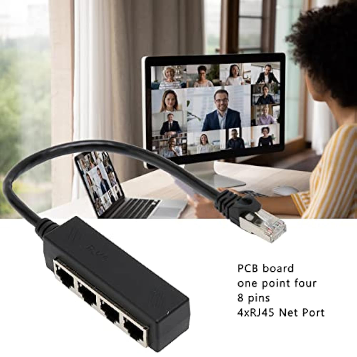 Rj45 Ethernet Splitter Cable, 8 Pin Rj45 1 Male To 4 X Female Port Lan Etherne