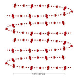 52Ft Valentines Day Party Decorations Red Heart Garland Metallic Glitter Hanging Heart Streamer Banner For Anniversary Mother'S Day Engagement Wedding Bridal Shower Bachelorette Hen Party Supplies