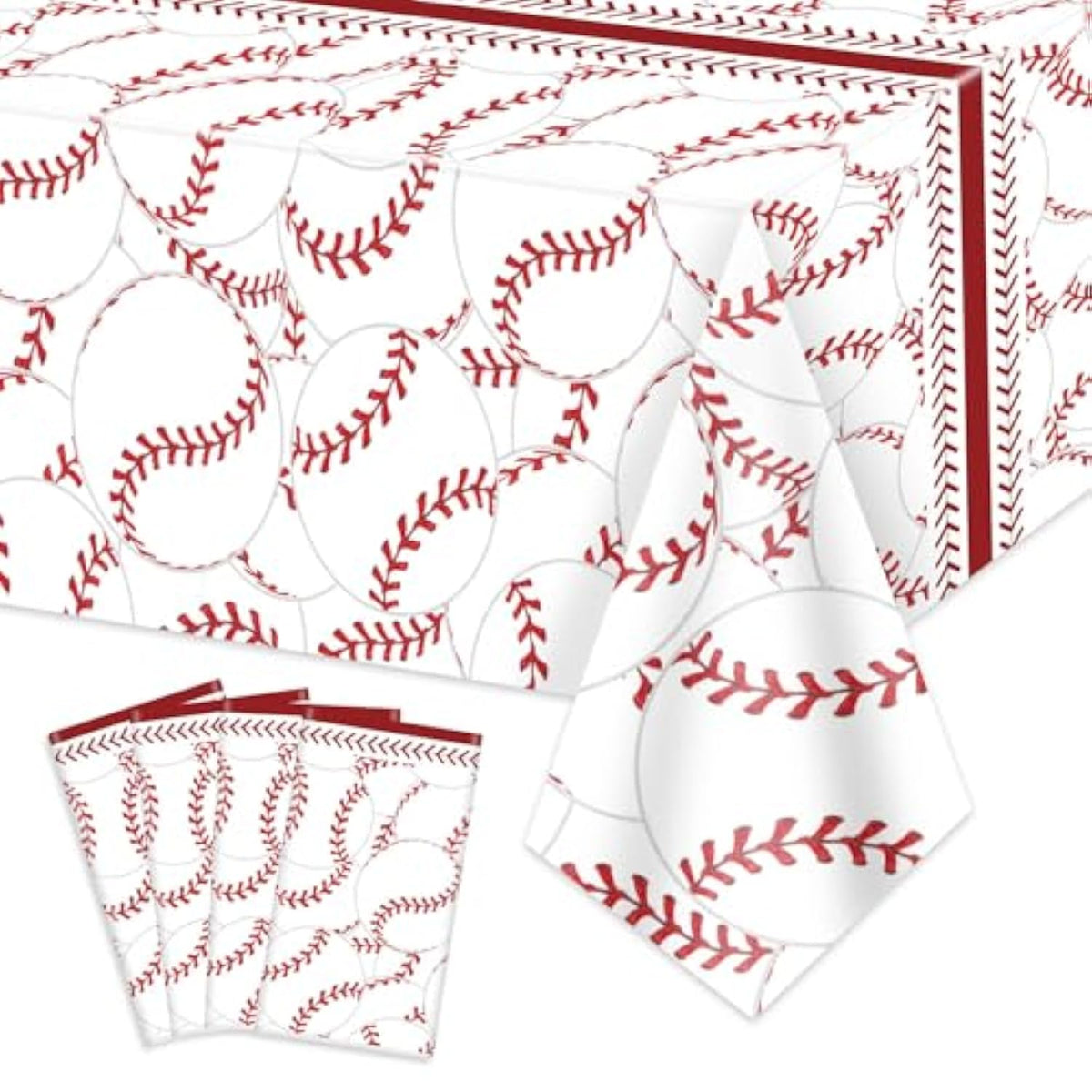 4 Pcs Baseball Tablecloths, Rectangular Baseball Pattern Table Cloth Disposable Party Decorations Table Covers For Boys Sports Event Birthday Party Supplies, 51X86 Inch