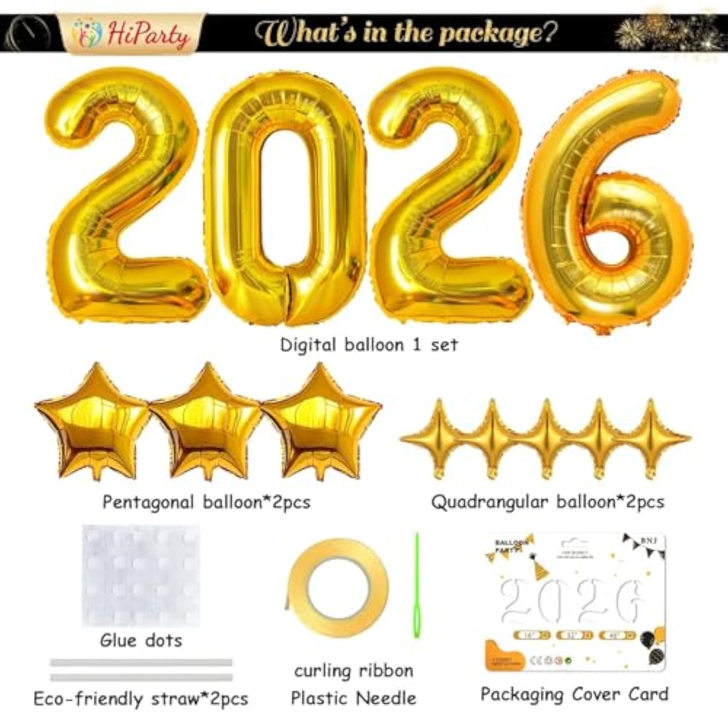 Upgraded, 42In Large 2026 Balloons Numbers, With 8Pcs Star Balloon And Accessories, 3D Premium Aluminum Foil, New Years Eve Balloons Decorations, Perfect For New Years Eve Party Supplies 2026, Gold