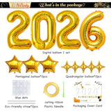 Upgraded, 42In Large 2026 Balloons Numbers, With 8Pcs Star Balloon And Accessories, 3D Premium Aluminum Foil, New Years Eve Balloons Decorations, Perfect For New Years Eve Party Supplies 2026, Gold