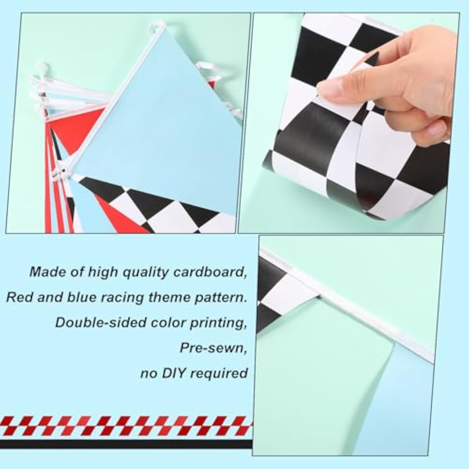 5-Pc Racing Car Checkered Flag Banner Set for Party Decorations