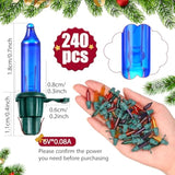 240 Pcs Christmas Replacement Mini Light Bulbs With Green Base Christmas Tree Incandescent Wire String Lights Replacemen