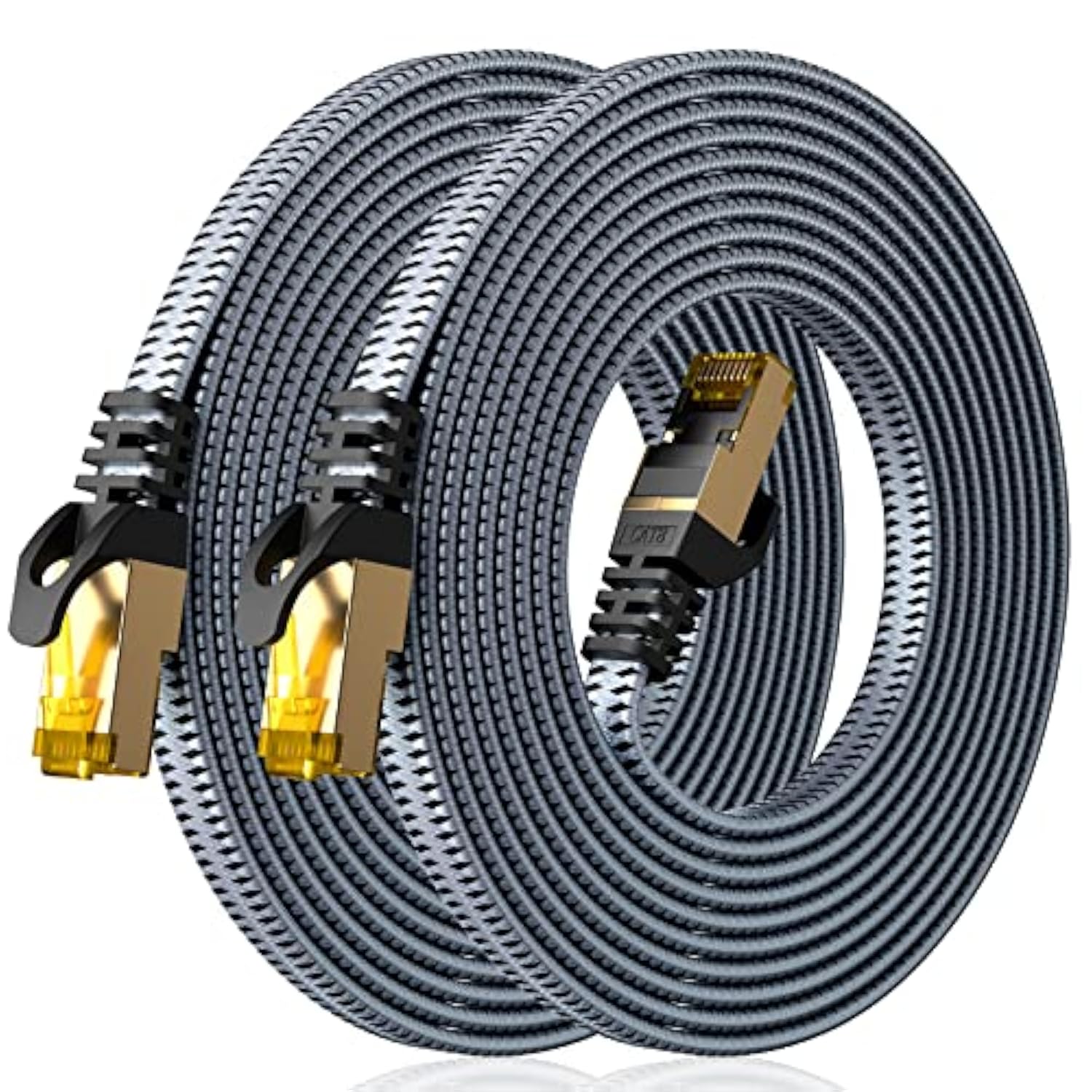 Cat 8 Ethernet Cable 6 Ft 2 Pack, Nylon Braided High Speed Cat8 Network Lan Pa