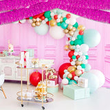 6 Pack 10 Feet Pink Metallic Foil Fringe Garland Rectangular Banner For Parade Floats, Thanksgiving, Christmas, Birthday, Halloween Party Decorations