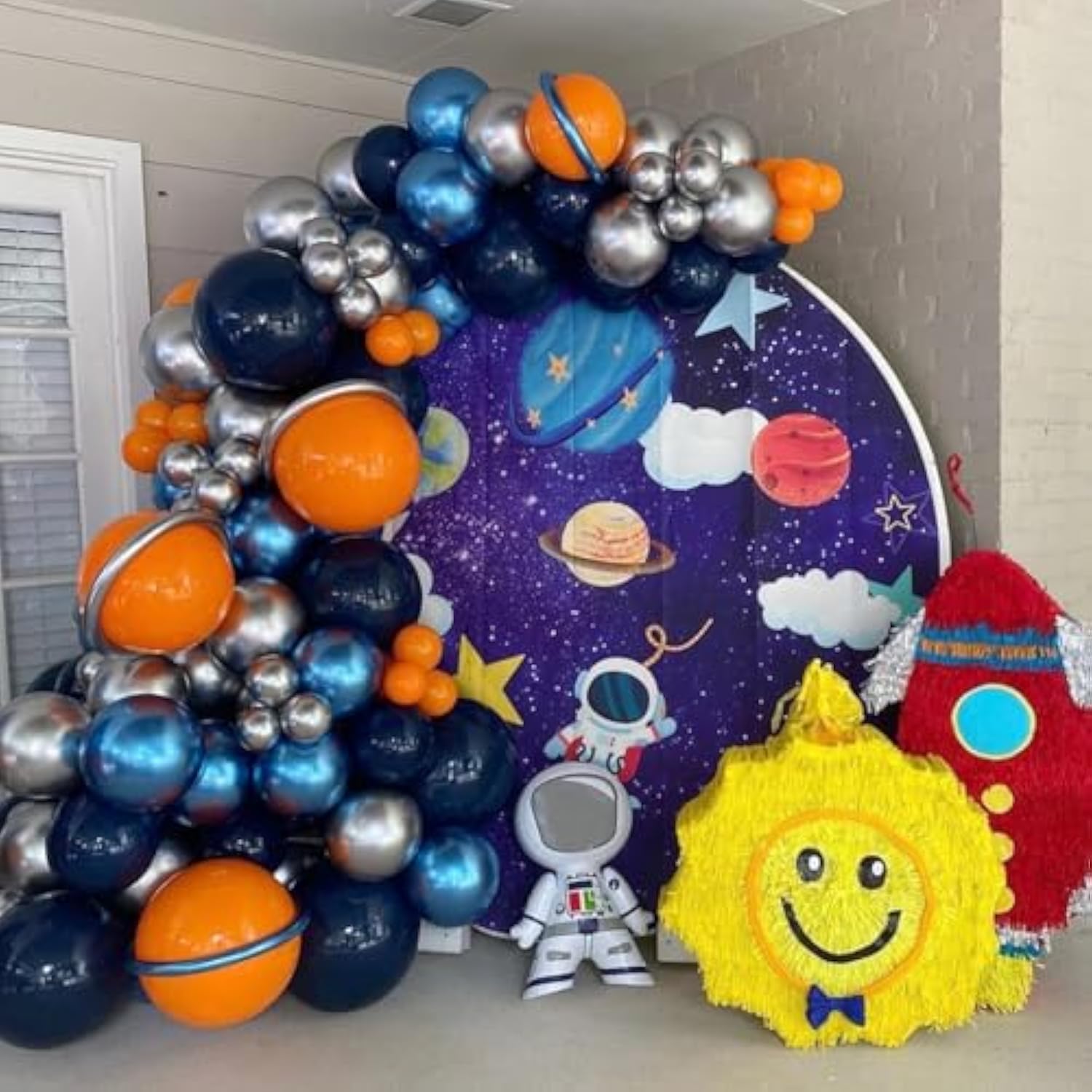 Outer Space Balloon Arch Kit: Navy, Silver, Rocket & Astronaut Balloons