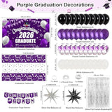 Graduation Decorations 2026, 71 Pcs Purple Themed Set, Graduation Party Decoration With Confetti Foil Balloons, Congrats Grad Banner, Tablecloth Fringe Backdrop