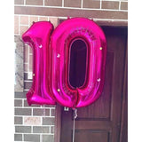 Hot Pink 10 Number Balloons, 40 Inch Giant Number 10 Balloons Foil Mylar Helium Hot Pink Number Balloons For 10Th Birthday Party Supplies Anniversary Event Celebration Decorations