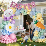 175Pcs Easter Balloon Arch Garland Kit-Easter Day Party Decorations Balloon With Bunny Carrot Chicken Foil Balloons For Easte Theme Spring Party