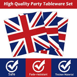 96 Pcs Britain Uk England Flag Birthday Party Paper Plate And Napkins British Flag Party Supplies Tableware Union Jack Party Decorations Paper Plate Napkin Fork For Party Favors 24 Guests