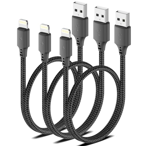 1.5 Foot Lightning Cable, [MFi Certified] 3Pack 1.5ft iPhone Charging Cable for Car Braided Fast Charging Short USB to Lightning Cable for iPhone 14