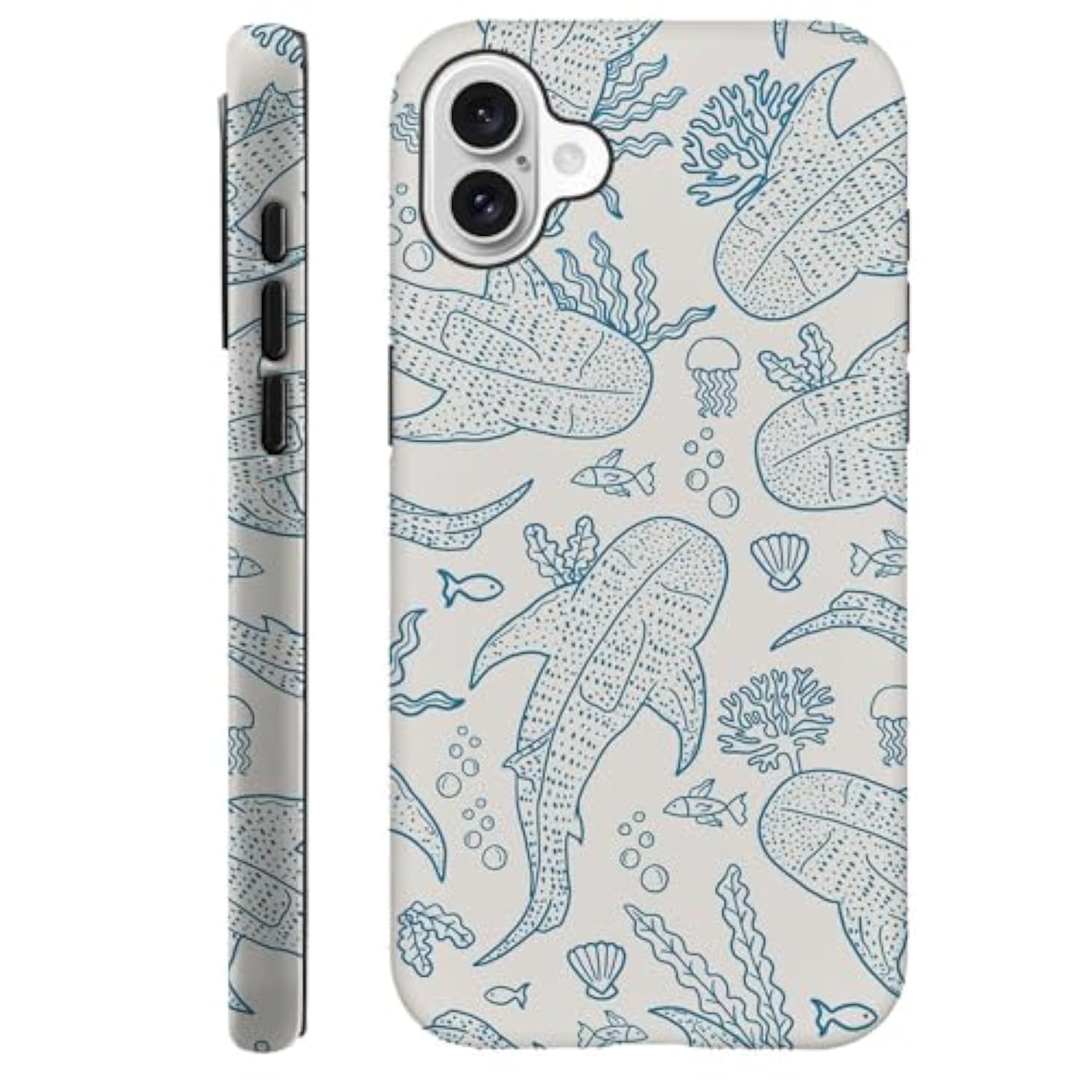 Compatible With For Iphone 16,Coral Reef Whale Shark Ocean Sea Phone Case For Girl Women Boy Men,Scratch Resistant Shockproof Cover Phone Case For Iphone 16