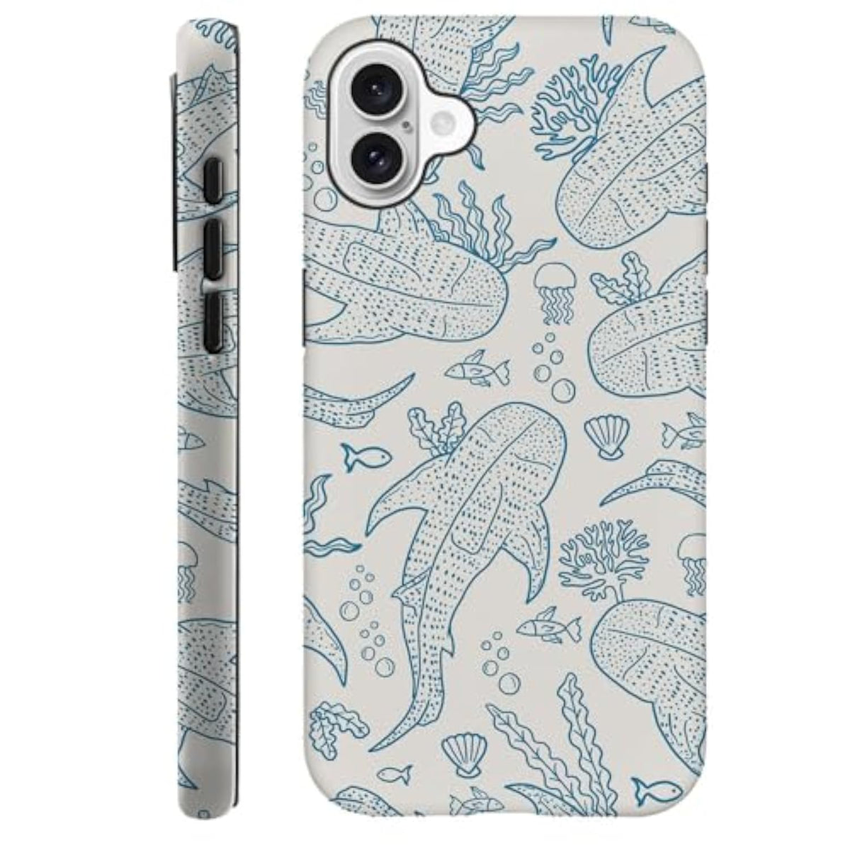 Compatible With For Iphone 16,Coral Reef Whale Shark Ocean Sea Phone Case For Girl Women Boy Men,Scratch Resistant Shockproof Cover Phone Case For Iphone 16