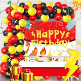 Red Black Yellow Balloon Garland Arch Kit with Lightning Star Balloons for Parties