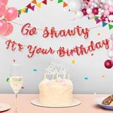 Set Of 2 Pre Strung Go Sha It'S Your Birthday Banner,No Diy Hip Hop Theme Glitter Happy Birthday Banner,Glitter Rap Theme Decors For Man Adult Women Party Photo Backdrop(Red)