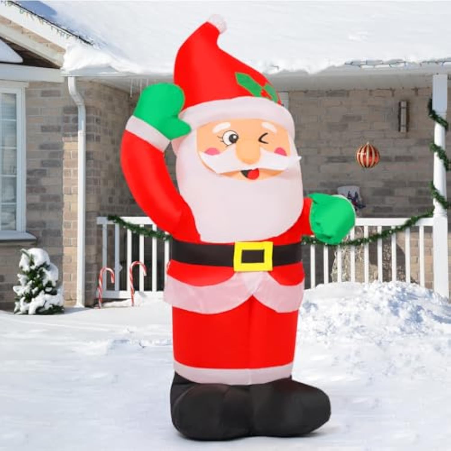 4.2 Ft Christmas Inflatables Santa Claus Outdoor Decorations Xmas Blow Up With Built-In Leds For Indoor Yard Lawn Garden