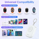 Small Portable Charger 5000Mah,Iwatch Wireless Charger Mini Power Bank With Built-In Cable,Travel Keychain Charger For Apple Watch 9/Ultra2/8/Ultra/7/6/Se/5/4/3, Iphone 15/14/13/12/11,Android Phone