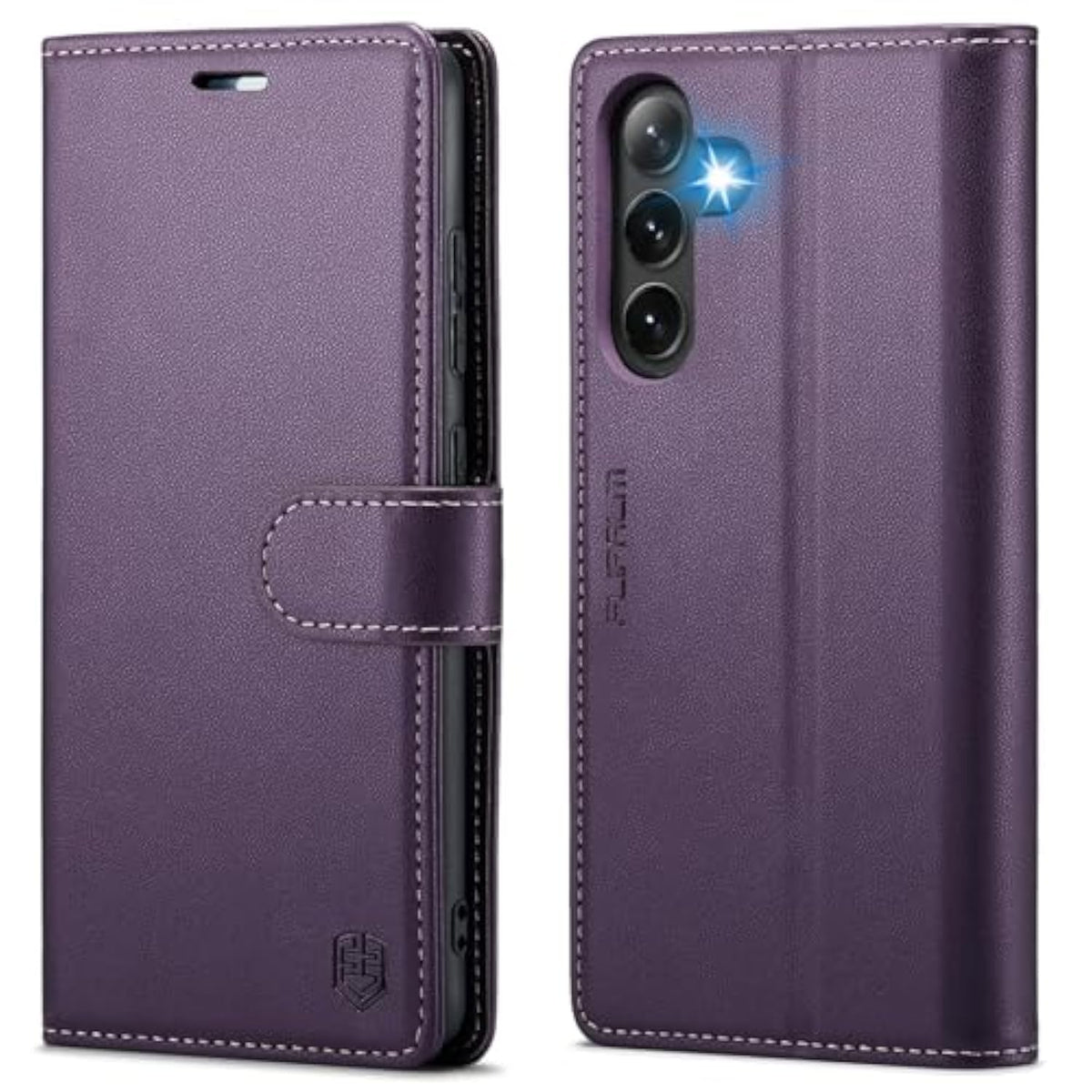 Samsung Galaxy S25 Plus Wallet Case with RFID, Card Holder, Shockproof Kickstand (Purple)