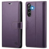 Samsung Galaxy S25 Plus Wallet Case with RFID, Card Holder, Shockproof Kickstand (Purple)