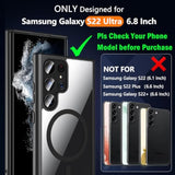 For Samsung Galaxy S22 Ultra Case Magnetic, Galaxy S22 Ultra Phone Case [Compatible With ] Wireless Charging Translucent Back Cover Case 6.8 Inch,Black