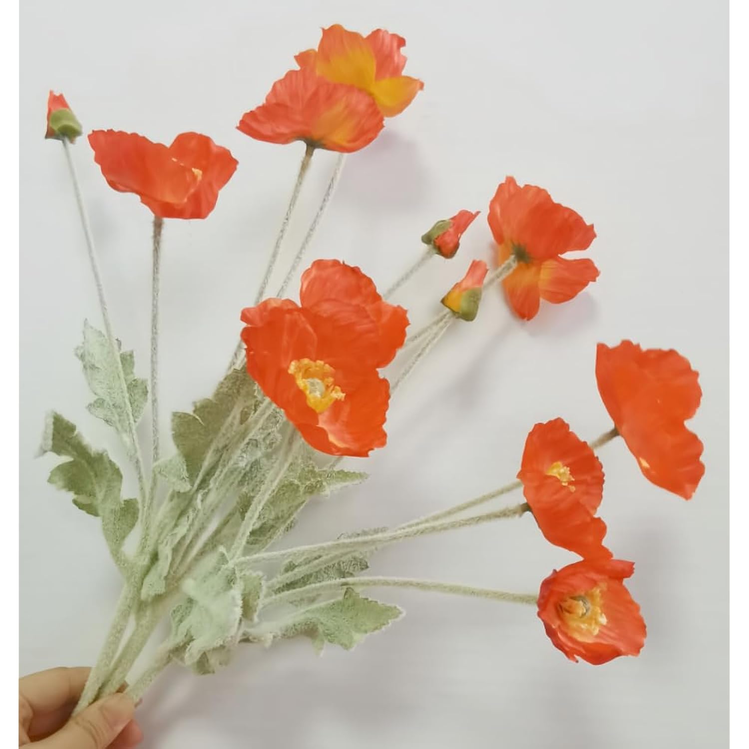 Poppy Flowers Artificial? Poppy Silk Flowers With Stems?Ranunculus Artificial Flowers?Faux Flower Stems For Wedding,Party, Outdoor Indoor Decor Flower Arrangements For Table (3, Orange Red)