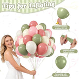 Sage Green Pink Balloons, 50 Pcs Pink And Green Balloon, 12 Inch Light Yellow Ivory Latex Balloons For Girls Baby Shower Birthday Boho Wedding Gender Reveal Jungle Spring Party Decorations
