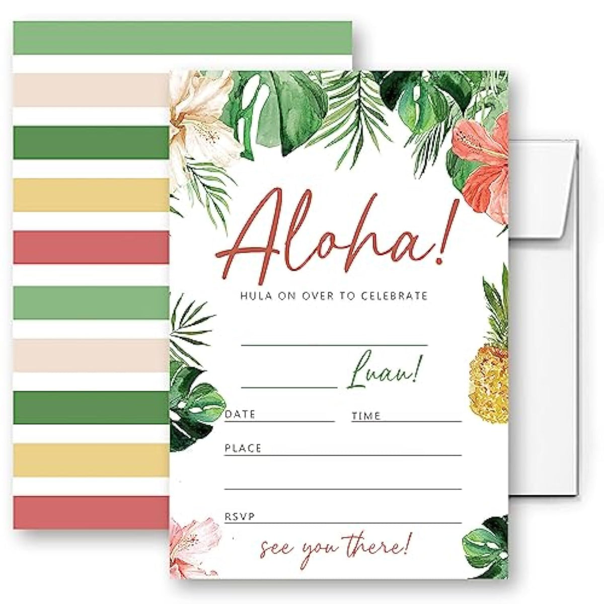 Hawaiian Aloha Luau Birthday Decorations, Aloha Party Celebration, Hawaiian Aloha Luau Birthday Invitation. (082)
