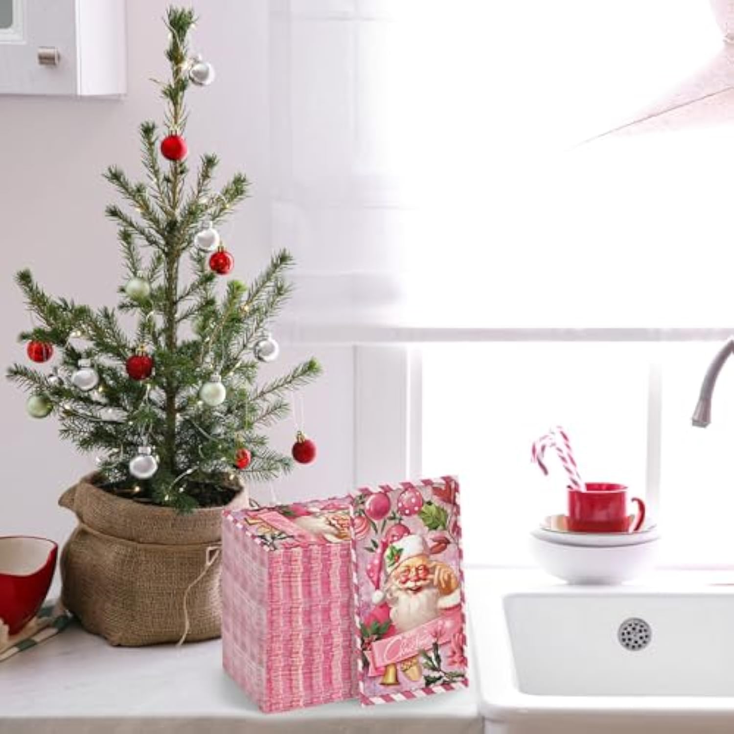 100 Pcs Christmas Paper Napkins Pink Christmas Napkins Christmas Disposable Napkins Santa Claus Napkins Merry Christmas Disposable Hand Towels For Bathroom Xmas Birthday Party Holiday Supplies
