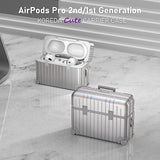 Compatible With Airpods Pro 2Nd/1St Generation Case Cover, Cute Funny Suitcase Design Case For Airpods Pro 2Nd/1St Gen, Fashion Protective Hard Case For Women Men With Keychain (Silver)