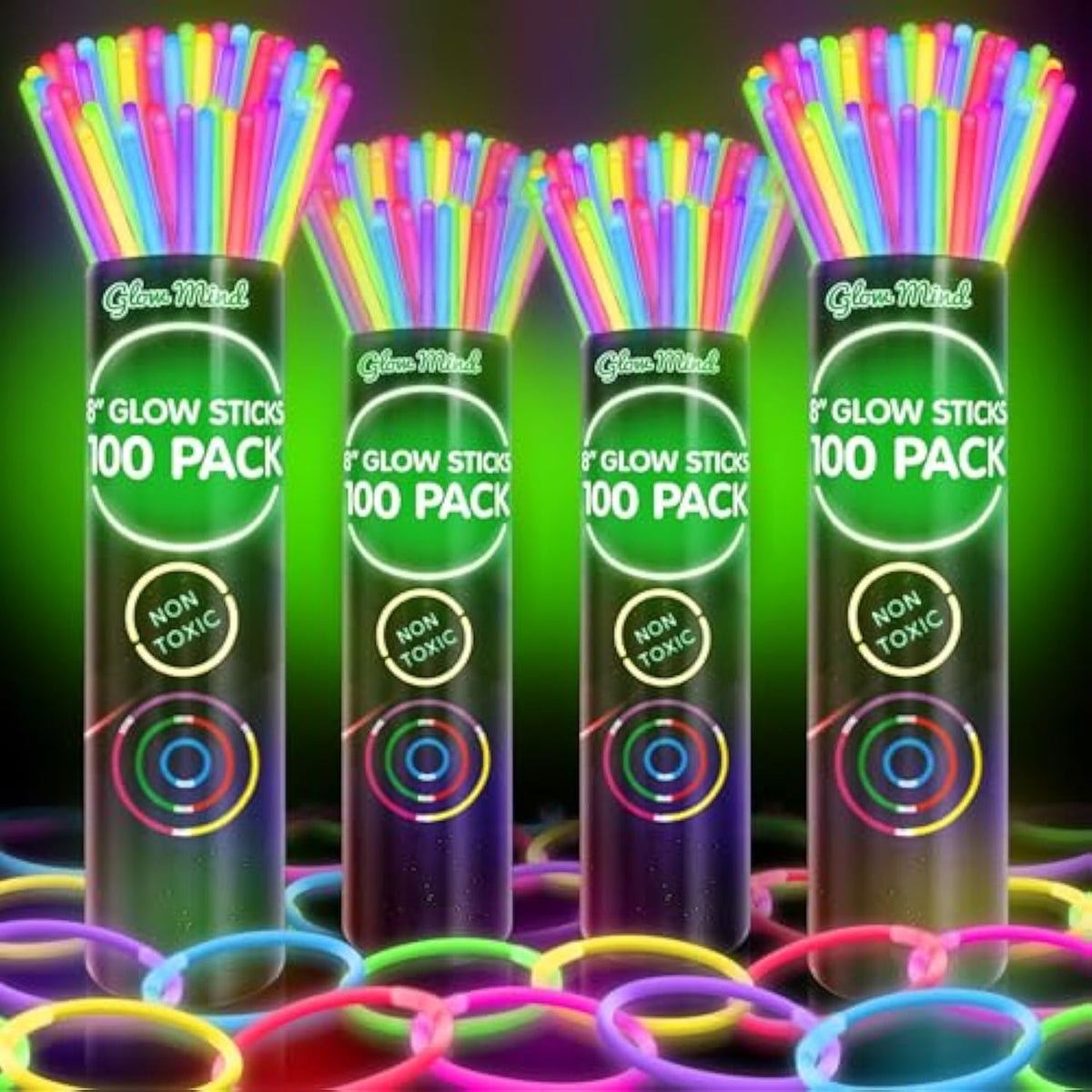 400 Ultra Bright Glow Sticks 8inch Party Favors Bulk Pack