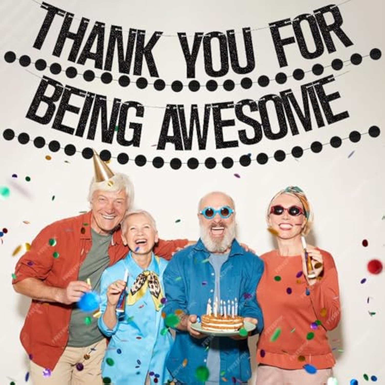 Pre-Strung Thank You For Being Awesome Black Banner,No Need Diy Cute Banner Sign Decorations With 2Pcs Hanging Circle Dot Streamer For Retirement Graduation Going Away Office Job Change Goodbye Party