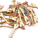 50 Pcs Buttons Mixed Arrow Shape Wood Crafts Wood Hollowed-Out Decorat