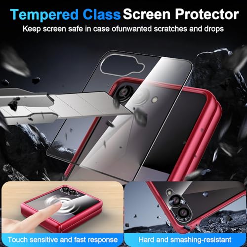 Magnetic Case for Samsung Galaxy Z Flip 7 Case, Compatible with Mag-Safe, Center Hinge Protection, 360° Rotating Finger Ring Holder with Built-in