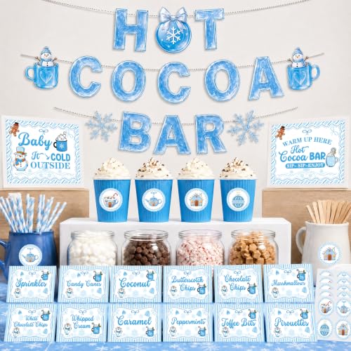 Hot Chocolate Bar Supplies - 43 Pcs Cocoa Christmas Party Decor Kit
