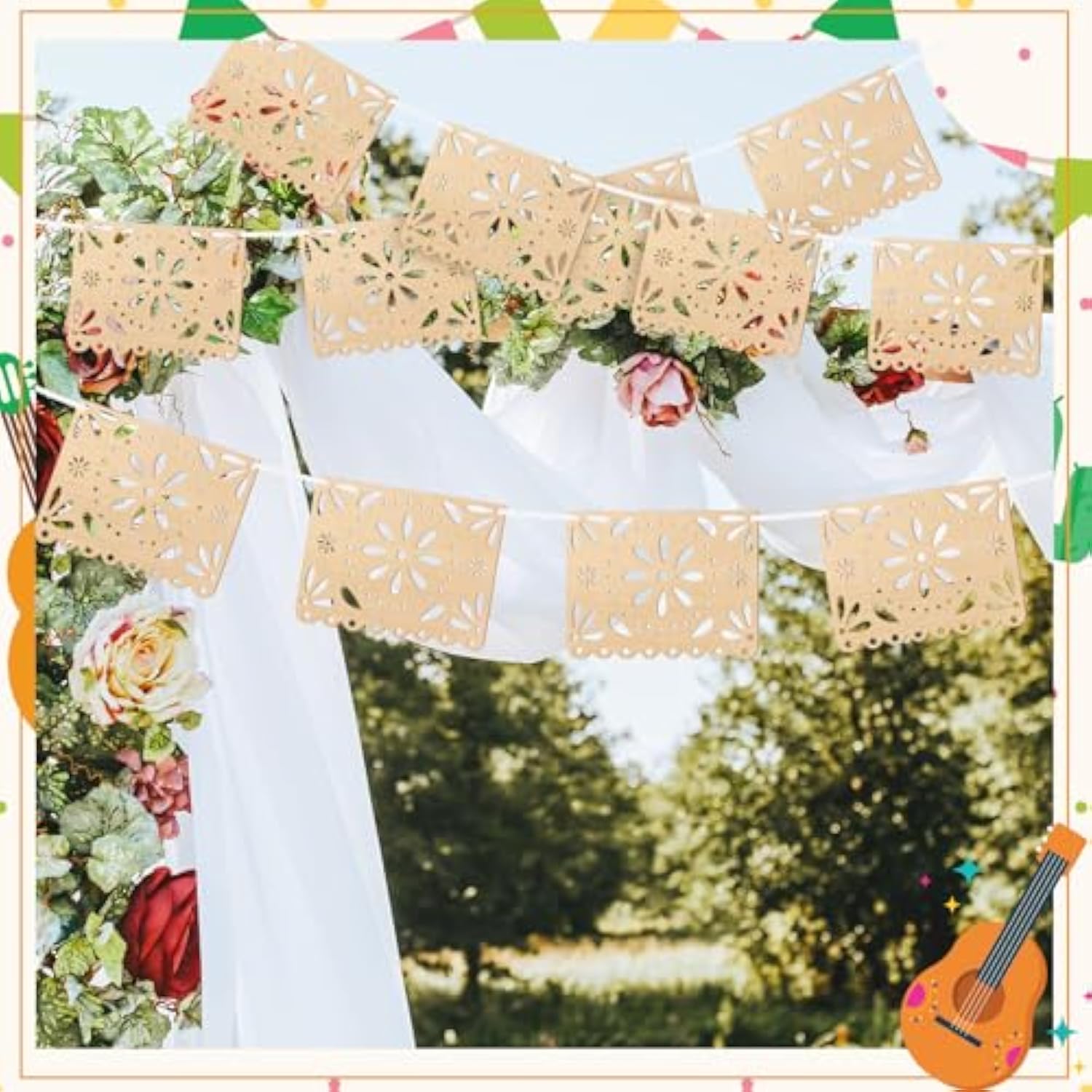 4 Pack Cielito Lindo Party Decoration Cielito Lindo Classroom Decor Wooden Papel Picado Banner Fiesta Mexican Wedding Banner For Cinco De Mayo Baby Shower Dia De Los Muertos(Classic)