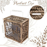 Wedding Card Box With Window, Brown Wooden Box Wedding Decorations For Reception, Money Index Card Box For Wedding Bridal Shower Rustic Wedding Decor Party Decorations