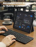 Bluetooth 5.0 Foldable Keyboard With Trackpad & Numpad, Full-Size Travel Portable Keyboard For Ipad Tablet Laptop Pc Smartphone Windows Ios Android, Triple Device Pairing, Khaki