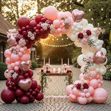 Burgundy Pink Balloon Arch Kit Birthday Decorations, 131 Balloons